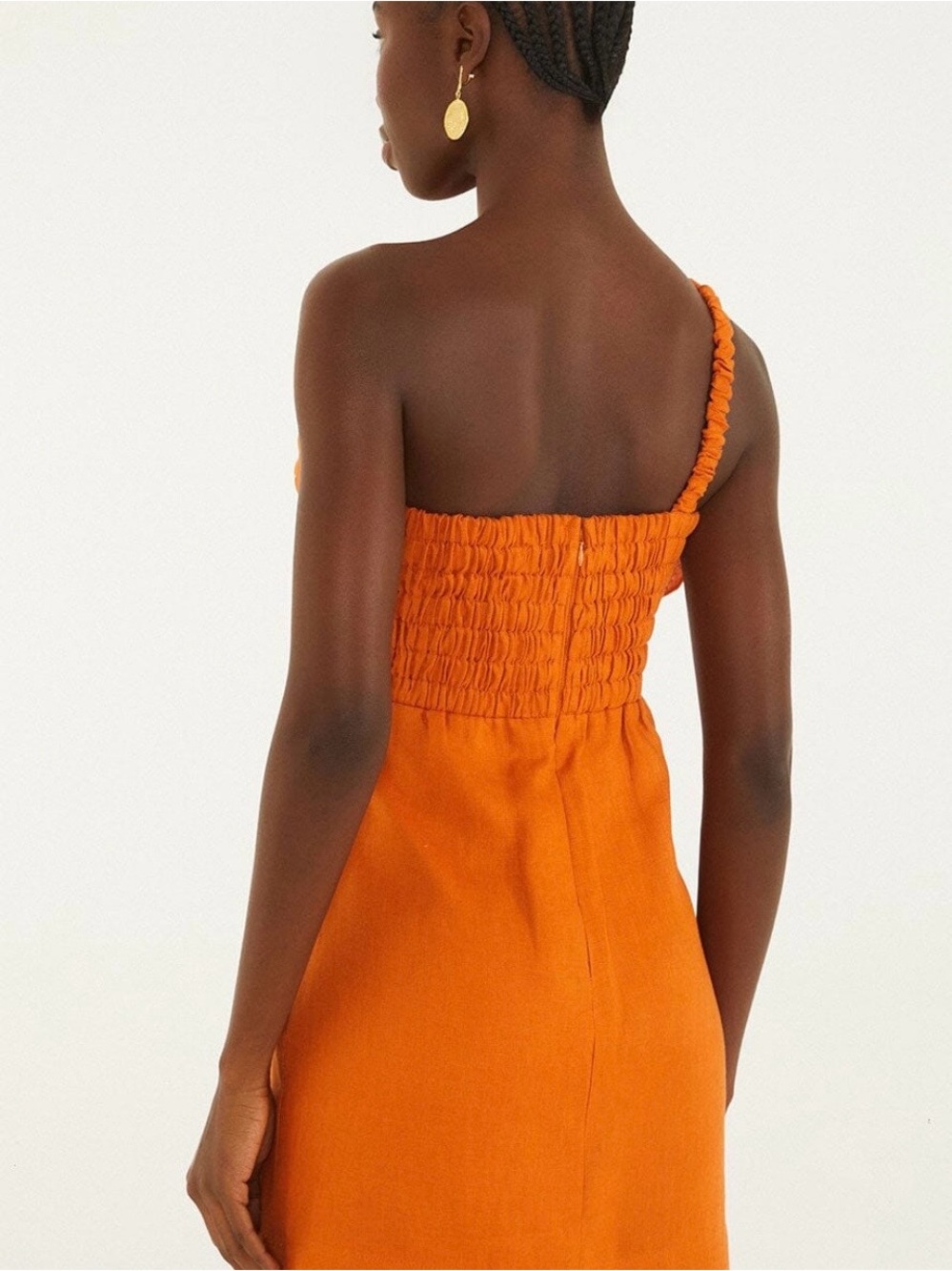 FARM Rio Sculptural Orange One-Shoulder Ruffle Mini Dress - Picture 4 of 4
